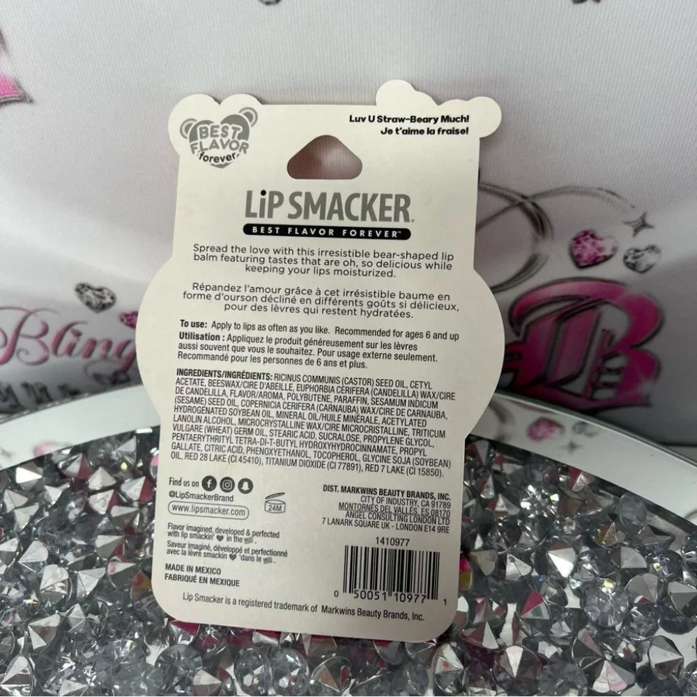 Lip smacker gummy bear lip chap lip gloss container brand new neon pink teddy🧸